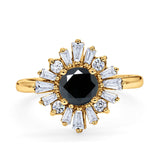 Halo Floral Style Vintage Wedding Ring Simulated Cubic Zirconia 925 Sterling Silver