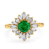 Halo Floral Style Vintage Wedding Ring Simulated Cubic Zirconia 925 Sterling Silver