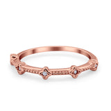 Art Deco Wedding Band Eternity Ring Round Simulated CZ 925 Sterling Silver