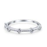 Art Deco Wedding Band Eternity Ring Round Simulated CZ 925 Sterling Silver