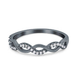 Half Eternity Infinity Twist Band Simulated Cubic Zirconia 925 Sterling Silver
