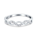 Half Eternity Infinity Twist Band Simulated Cubic Zirconia 925 Sterling Silver