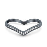 Half Eternity Heart Band Wedding Ring Round Simulated Cubic Zirconia 925 Sterling Silver (4mm)