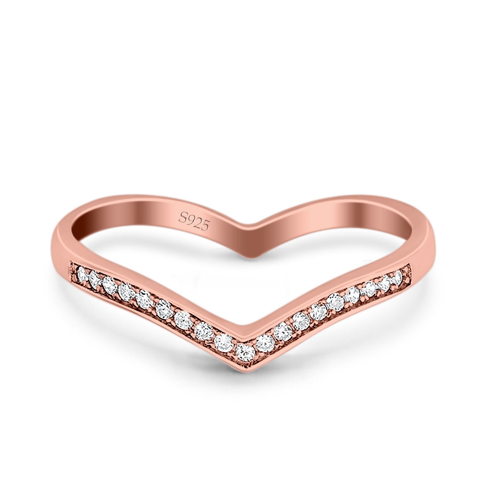 Half Eternity Heart Band Wedding Ring Round Simulated Cubic Zirconia 925 Sterling Silver (4mm)