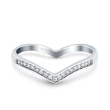 Half Eternity Heart Band Wedding Ring Round Simulated Cubic Zirconia 925 Sterling Silver (4mm)