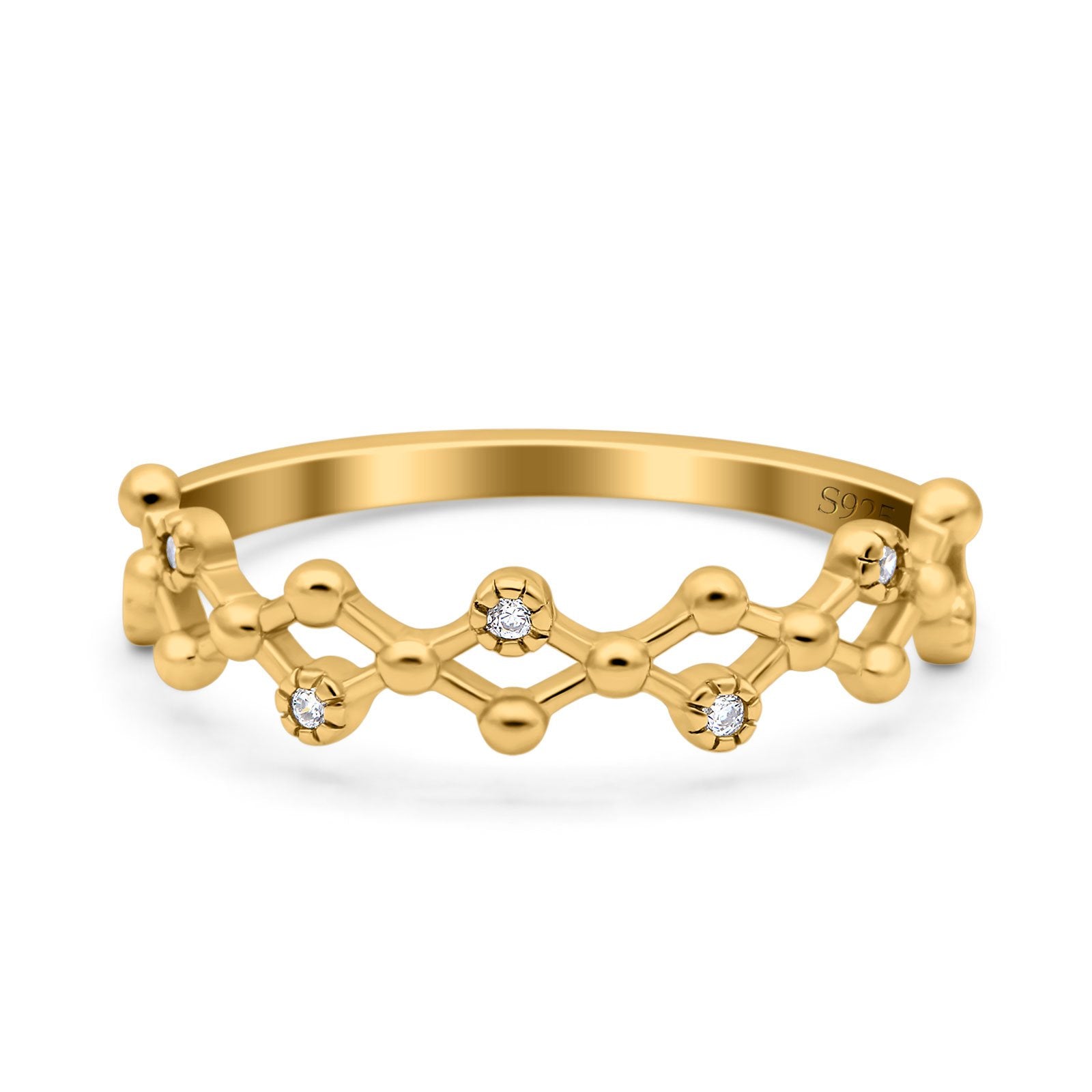 Wedding Engagement Anniversary Ring Band Round Simulated Cubic Zirconia 925 Sterling Silver