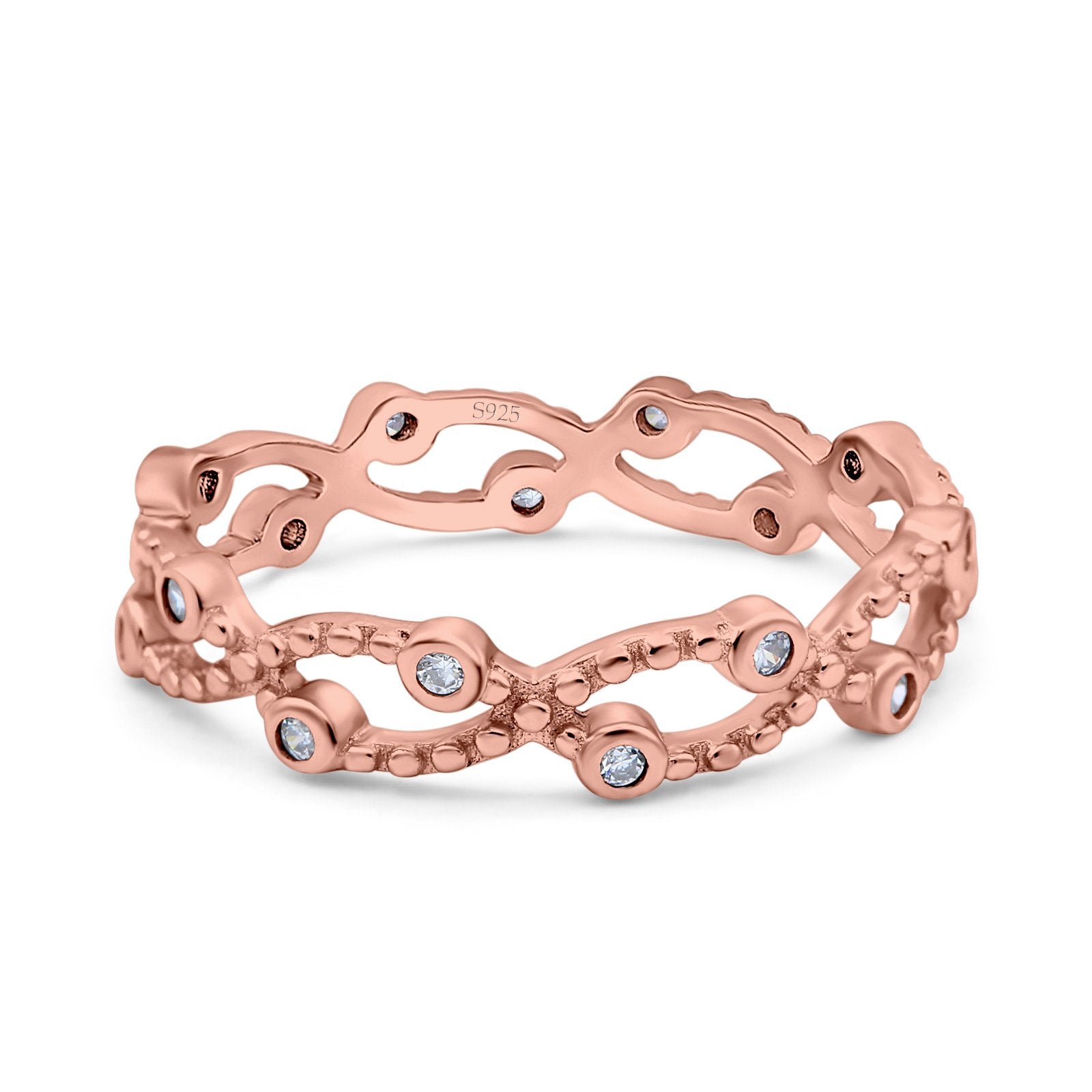 Eternity Band Engagement Wedding Ring Round Simulated Cubic Zirconia 925 Sterling Silver (4mm)