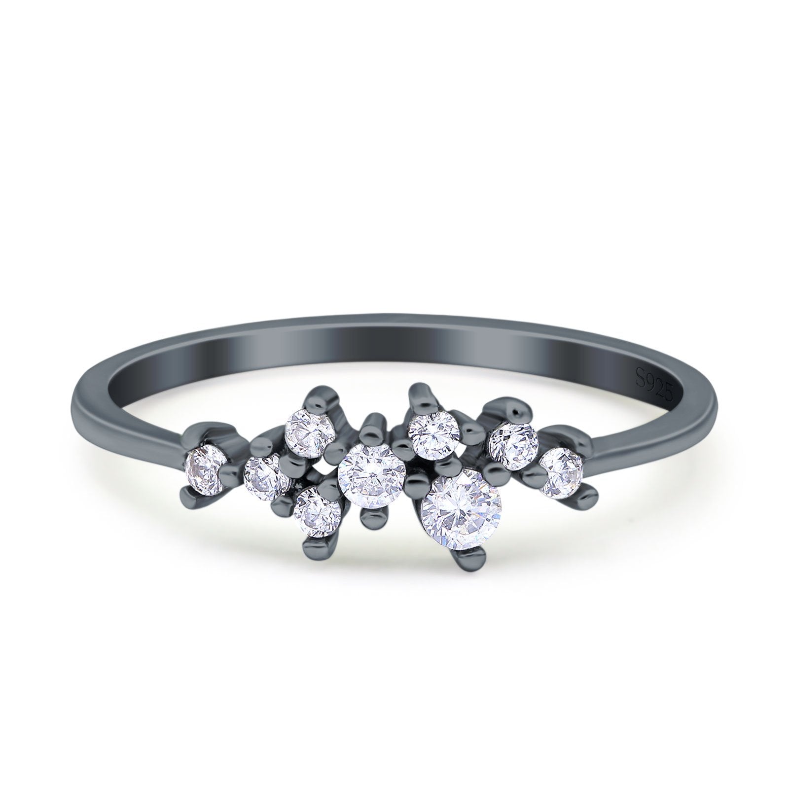 Eternity Band Engagement Wedding Ring Round Simulated Cubic Zirconia 925 Sterling Silver