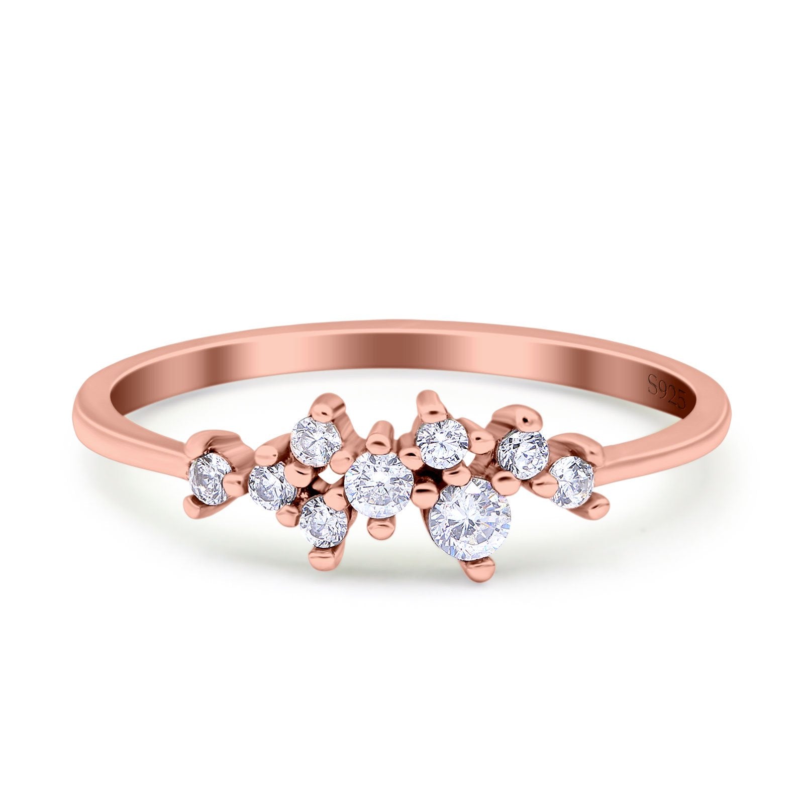 Eternity Band Engagement Wedding Ring Round Simulated Cubic Zirconia 925 Sterling Silver