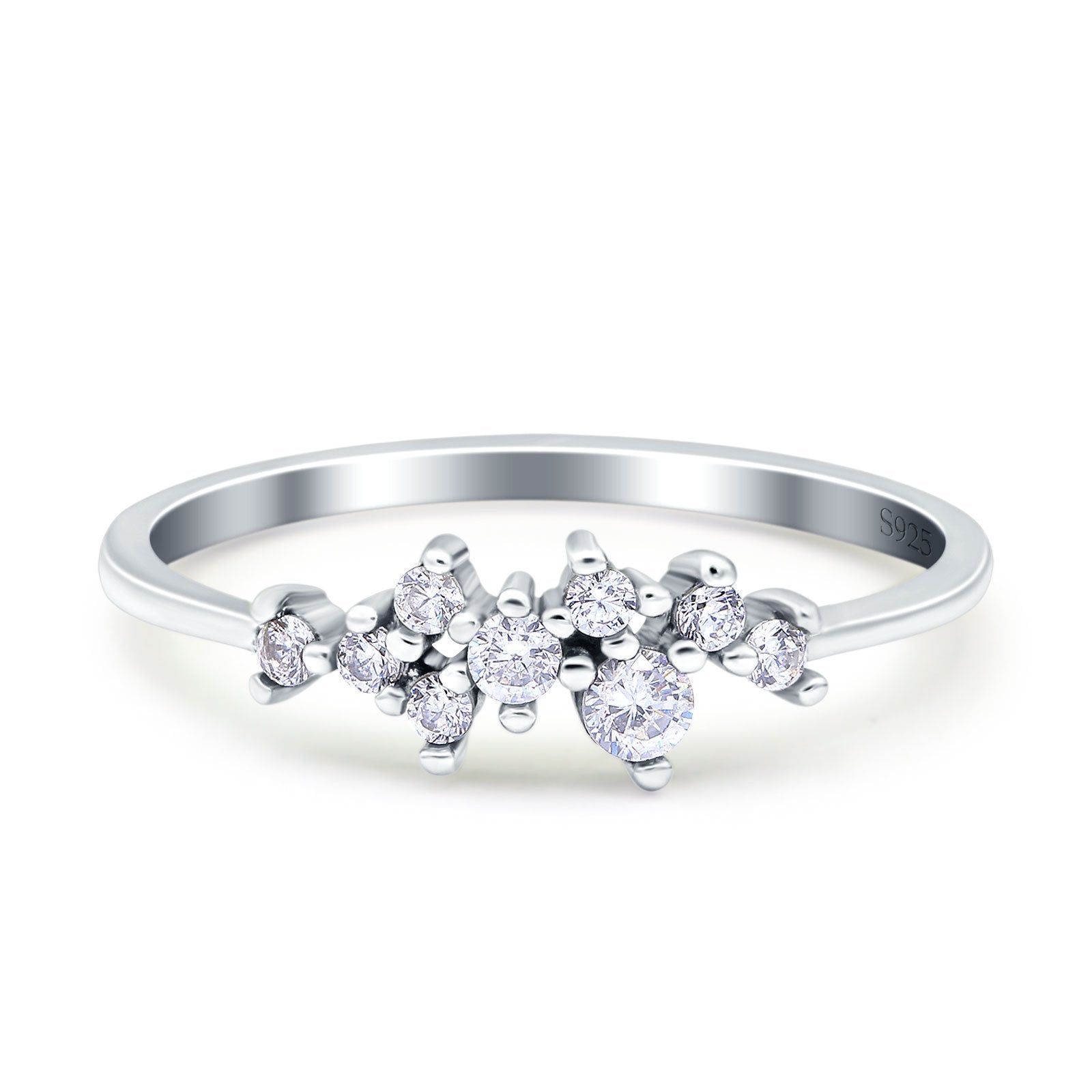 Eternity Band Engagement Wedding Ring Round Simulated Cubic Zirconia 925 Sterling Silver