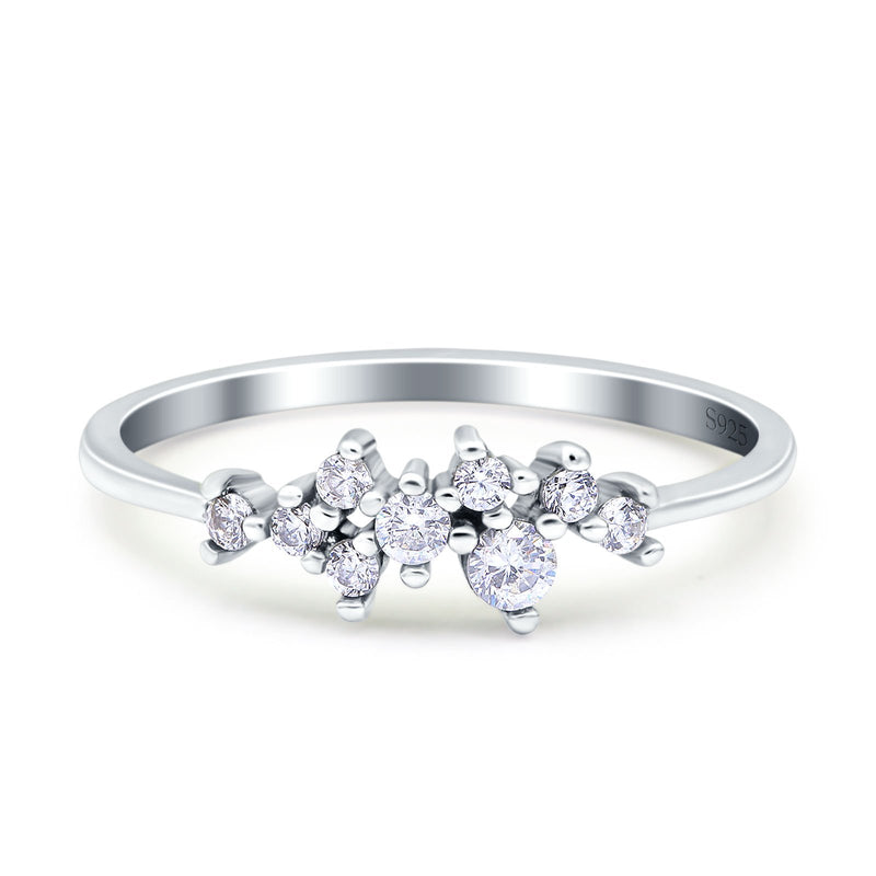 Eternity Band Engagement Wedding Ring Round Simulated Cubic Zirconia 925 Sterling Silver