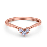 Geometric Heart Band Wedding Ring Round Simulated Cubic Zirconia 925 Sterling Silver (5mm)