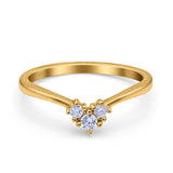 Geometric Heart Band Wedding Ring Round Simulated Cubic Zirconia 925 Sterling Silver (5mm)