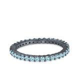 Full Eternity Wedding Band Round Simulated CZ Ring 925 Sterling Silver