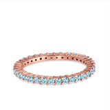 Full Eternity Wedding Band Round Simulated CZ Ring 925 Sterling Silver