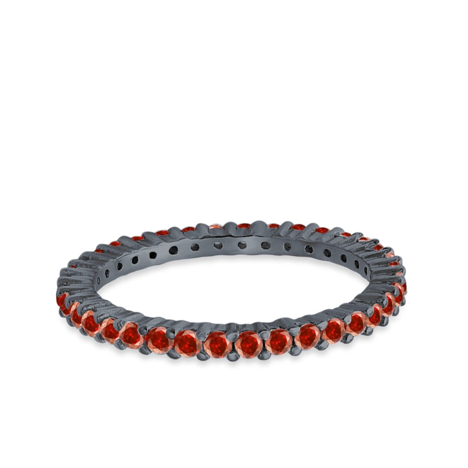 Full Eternity Wedding Band Round Simulated CZ Ring 925 Sterling Silver