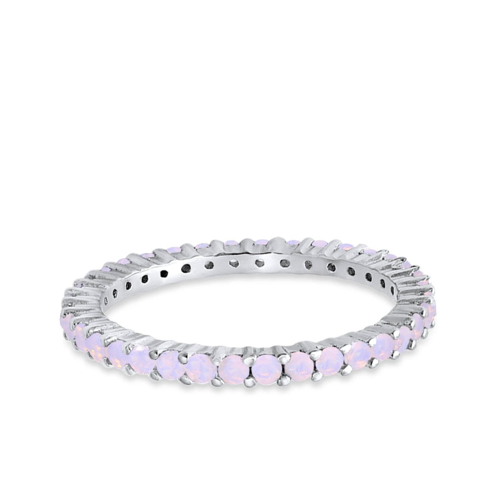 Full Eternity Wedding Band Round Simulated CZ Ring 925 Sterling Silver