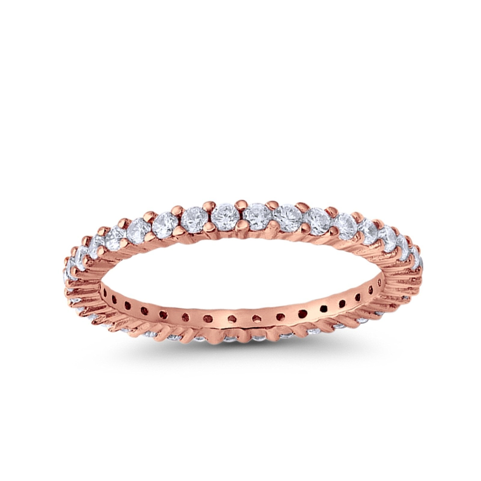 Full Eternity Wedding Band Round Simulated CZ Ring 925 Sterling Silver
