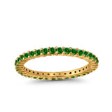 Full Eternity Wedding Band Round Simulated CZ Ring 925 Sterling Silver