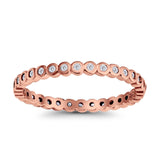 Full Eternity Stackable Wedding Band Ring Round Simulated CZ 925 Sterling Silver