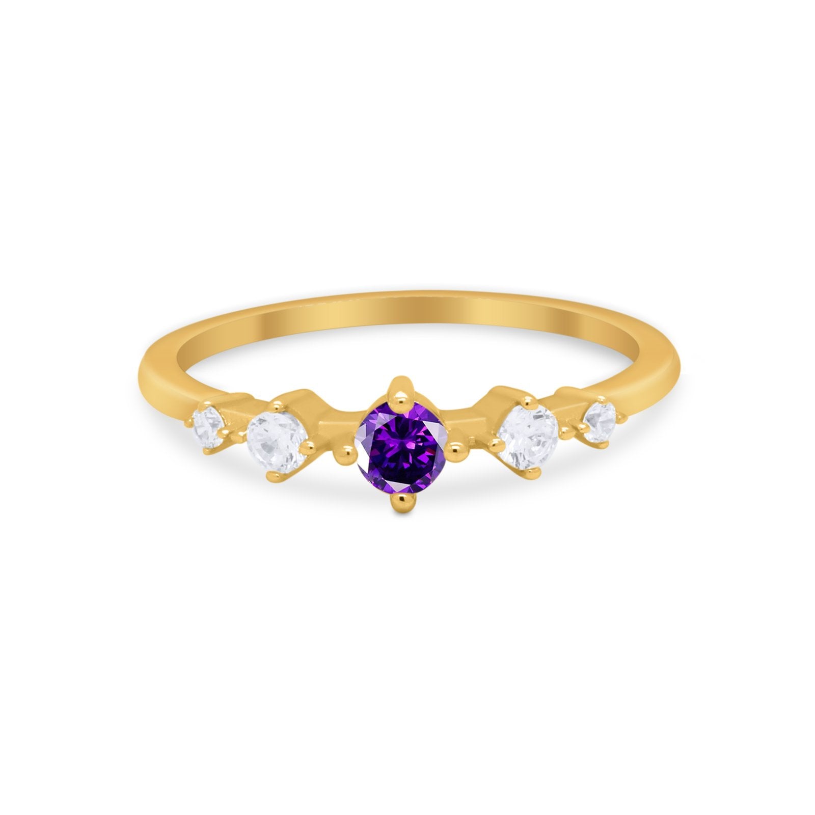 Petite Dainty Fashion Ring Round Simulated Cubic Zirconia 925 Sterling Silver