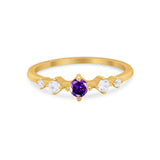 Petite Dainty Fashion Ring Round Simulated Cubic Zirconia 925 Sterling Silver