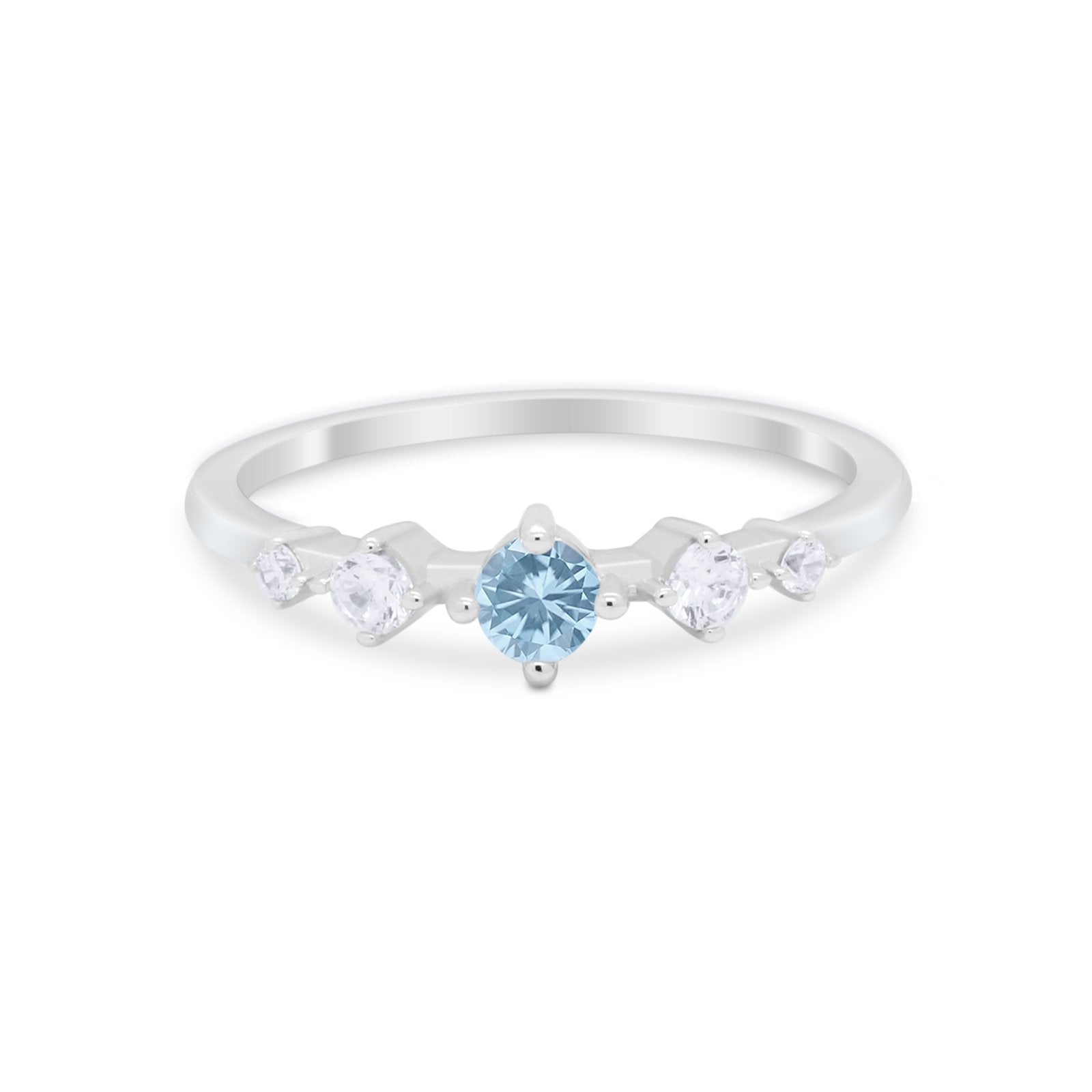 Petite Dainty Fashion Ring Round Simulated Cubic Zirconia 925 Sterling Silver