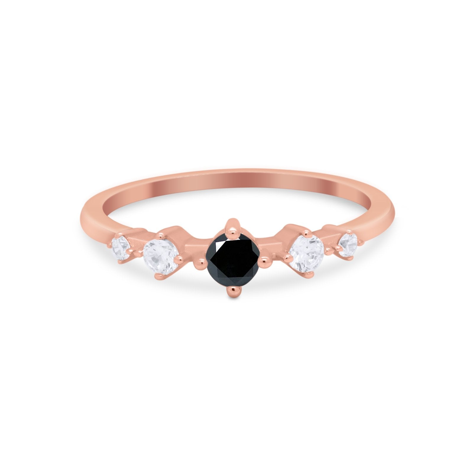 Petite Dainty Fashion Ring Round Simulated Cubic Zirconia 925 Sterling Silver