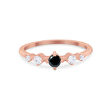 Petite Dainty Fashion Ring Round Simulated Cubic Zirconia 925 Sterling Silver