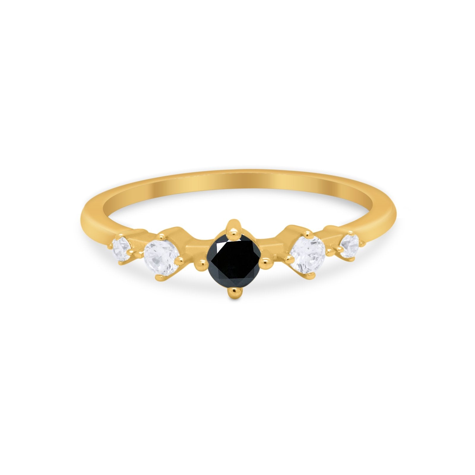 Petite Dainty Fashion Ring Round Simulated Cubic Zirconia 925 Sterling Silver
