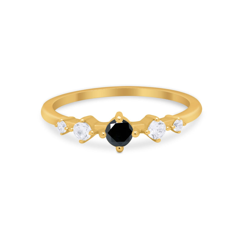 Petite Dainty Fashion Ring Round Simulated Cubic Zirconia 925 Sterling Silver