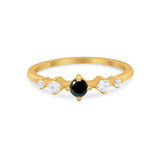 Petite Dainty Fashion Ring Round Simulated Cubic Zirconia 925 Sterling Silver
