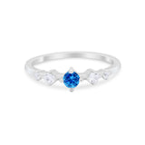 Petite Dainty Fashion Ring Round Simulated Cubic Zirconia 925 Sterling Silver