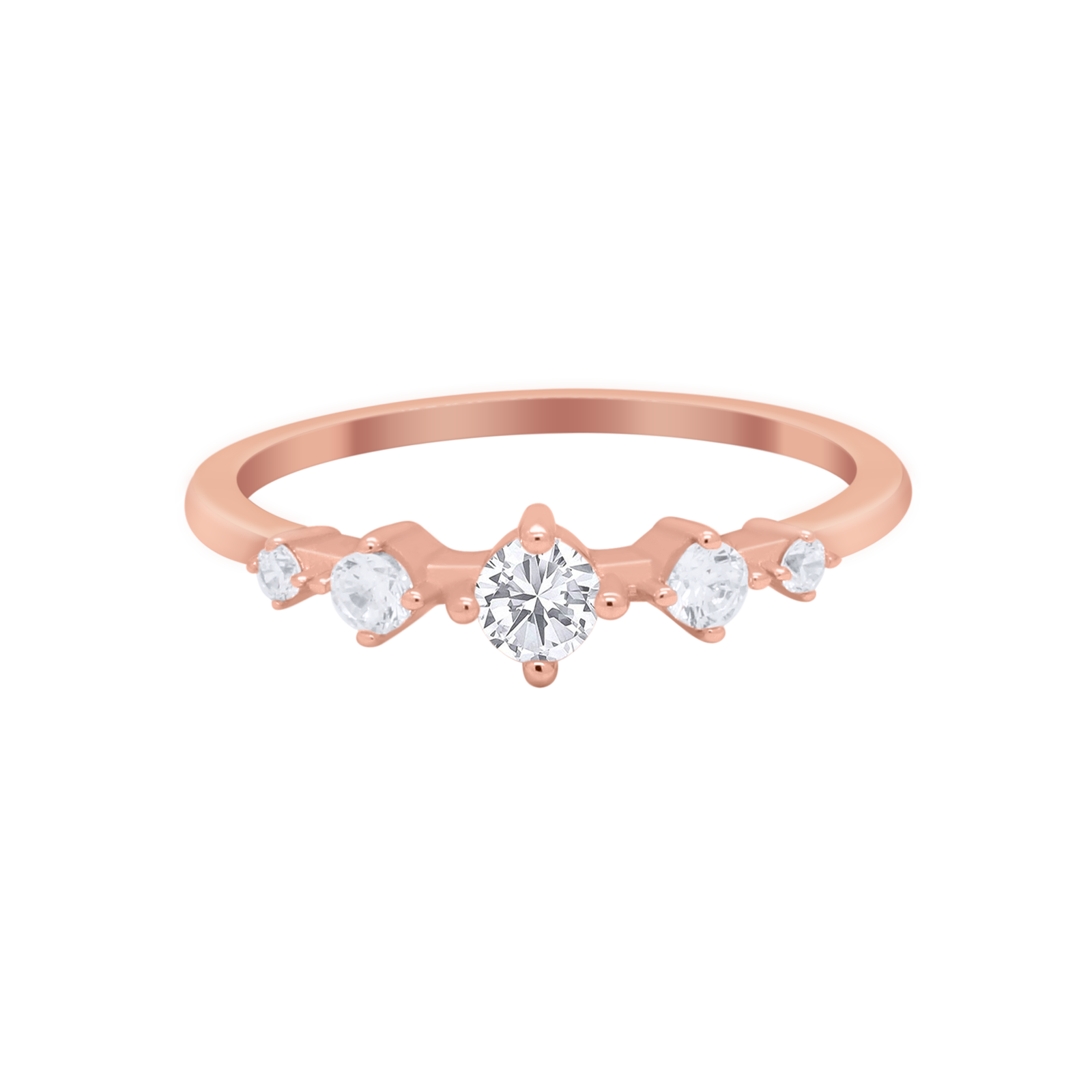 Petite Dainty Fashion Ring Round Simulated Cubic Zirconia 925 Sterling Silver