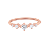 Petite Dainty Fashion Ring Round Simulated Cubic Zirconia 925 Sterling Silver