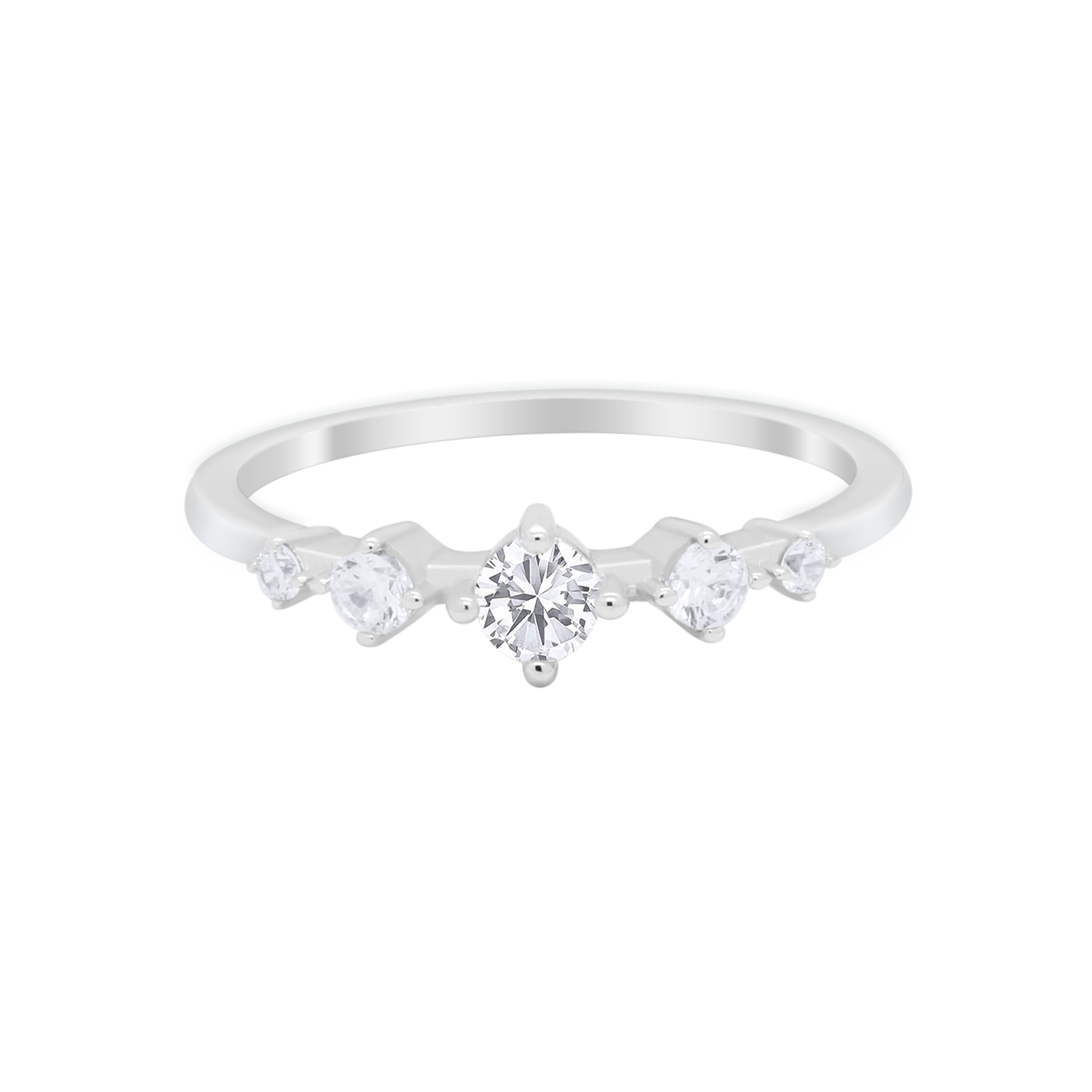 Petite Dainty Fashion Ring Round Simulated Cubic Zirconia 925 Sterling Silver