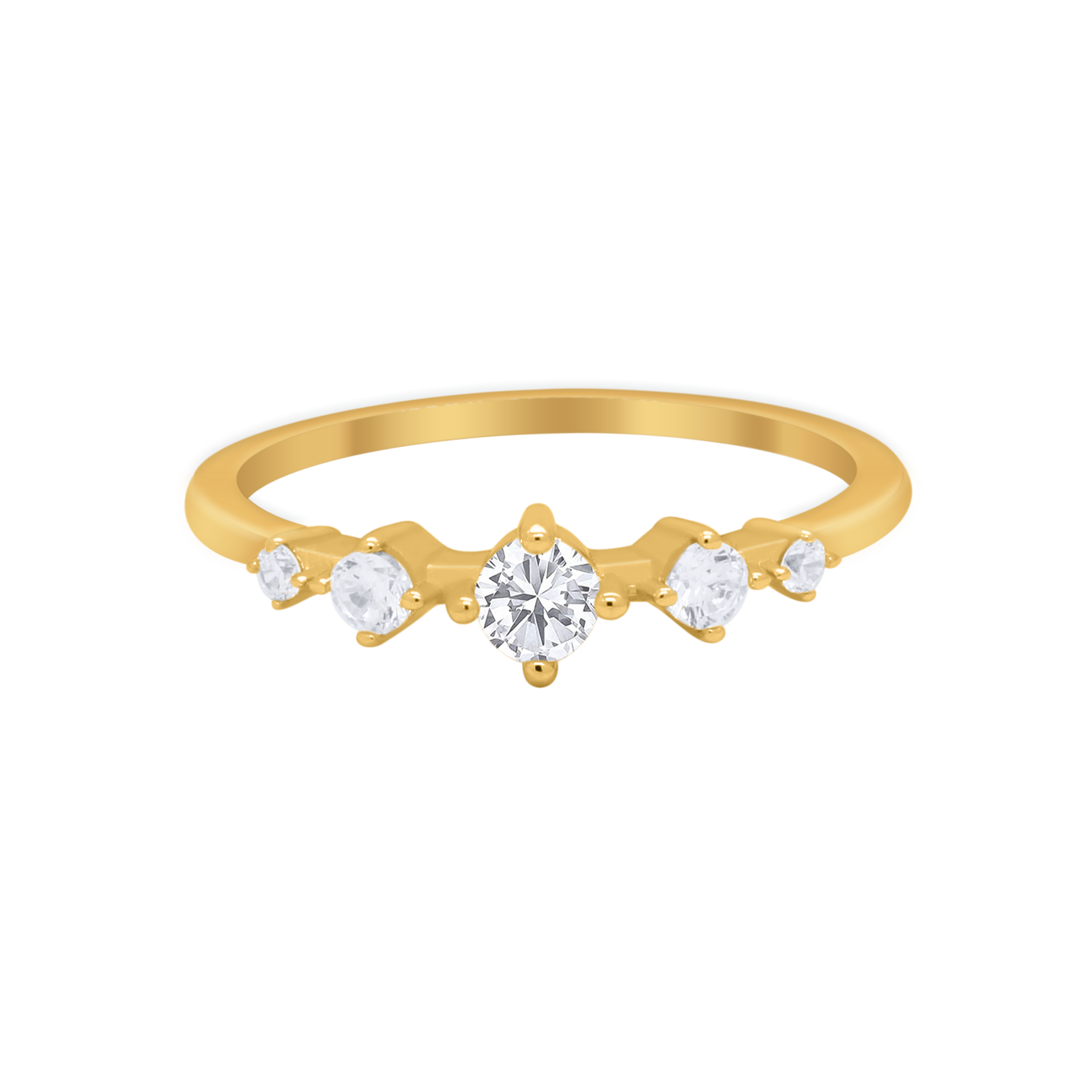 Petite Dainty Fashion Ring Round Simulated Cubic Zirconia 925 Sterling Silver