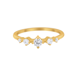Petite Dainty Fashion Ring Round Simulated Cubic Zirconia 925 Sterling Silver