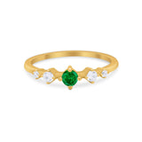 Petite Dainty Fashion Ring Round Simulated Cubic Zirconia 925 Sterling Silver