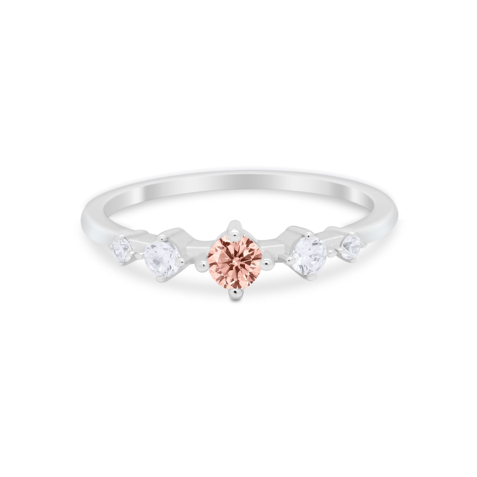 Petite Dainty Fashion Ring Round Simulated Cubic Zirconia 925 Sterling Silver