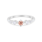 Petite Dainty Fashion Ring Round Simulated Cubic Zirconia 925 Sterling Silver