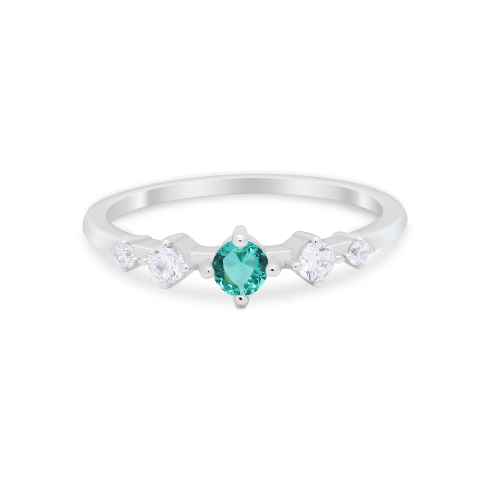 Petite Dainty Fashion Ring Round Simulated Cubic Zirconia 925 Sterling Silver