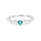 Petite Dainty Fashion Ring Round Simulated Cubic Zirconia 925 Sterling Silver