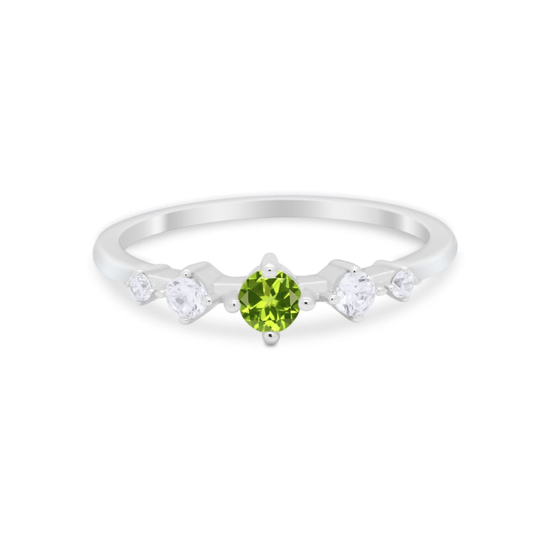 Petite Dainty Fashion Ring Round Simulated Cubic Zirconia 925 Sterling Silver