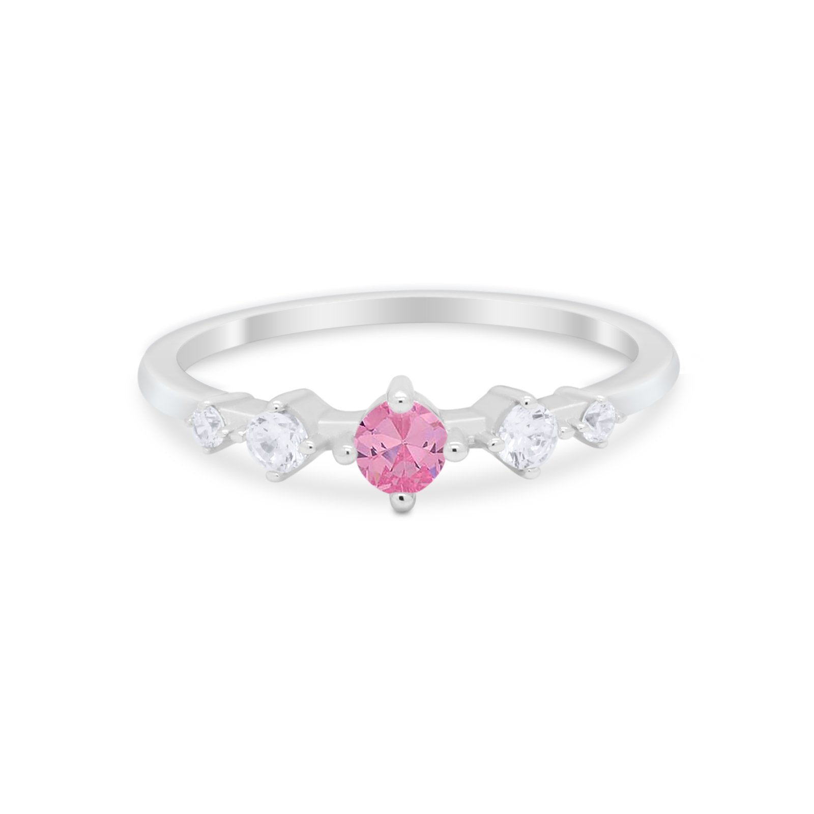 Petite Dainty Fashion Ring Round Simulated Cubic Zirconia 925 Sterling Silver
