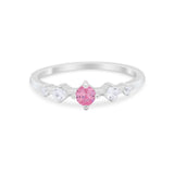 Petite Dainty Fashion Ring Round Simulated Cubic Zirconia 925 Sterling Silver