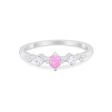 Petite Dainty Fashion Ring Round Simulated Cubic Zirconia 925 Sterling Silver