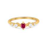 Petite Dainty Fashion Ring Round Simulated Cubic Zirconia 925 Sterling Silver