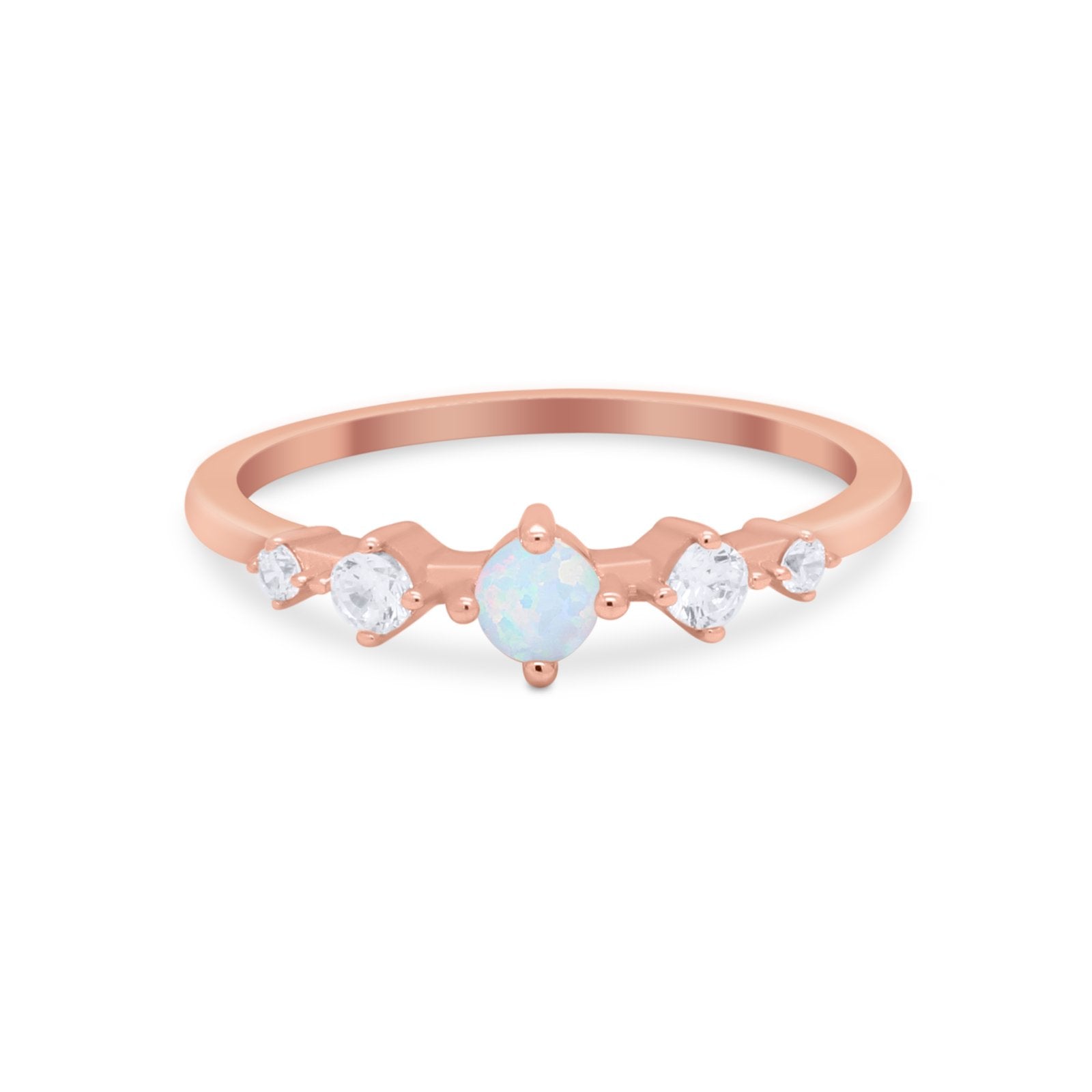 Petite Dainty Fashion Ring Round Simulated Cubic Zirconia 925 Sterling Silver
