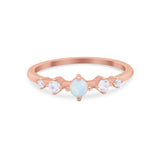 Petite Dainty Fashion Ring Round Simulated Cubic Zirconia 925 Sterling Silver